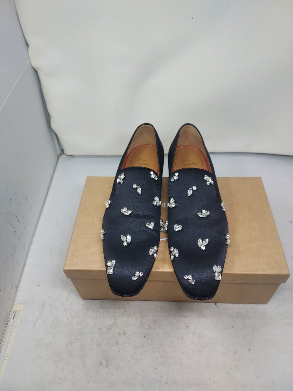 Christian Louboutin MENS Black Bejeweled Dandelion Queenie Loafer